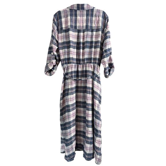 Lane Bryant Women's Plus Size Plaid Tie Waist Button Front Dress Size 16 New - Picture 3 of 6